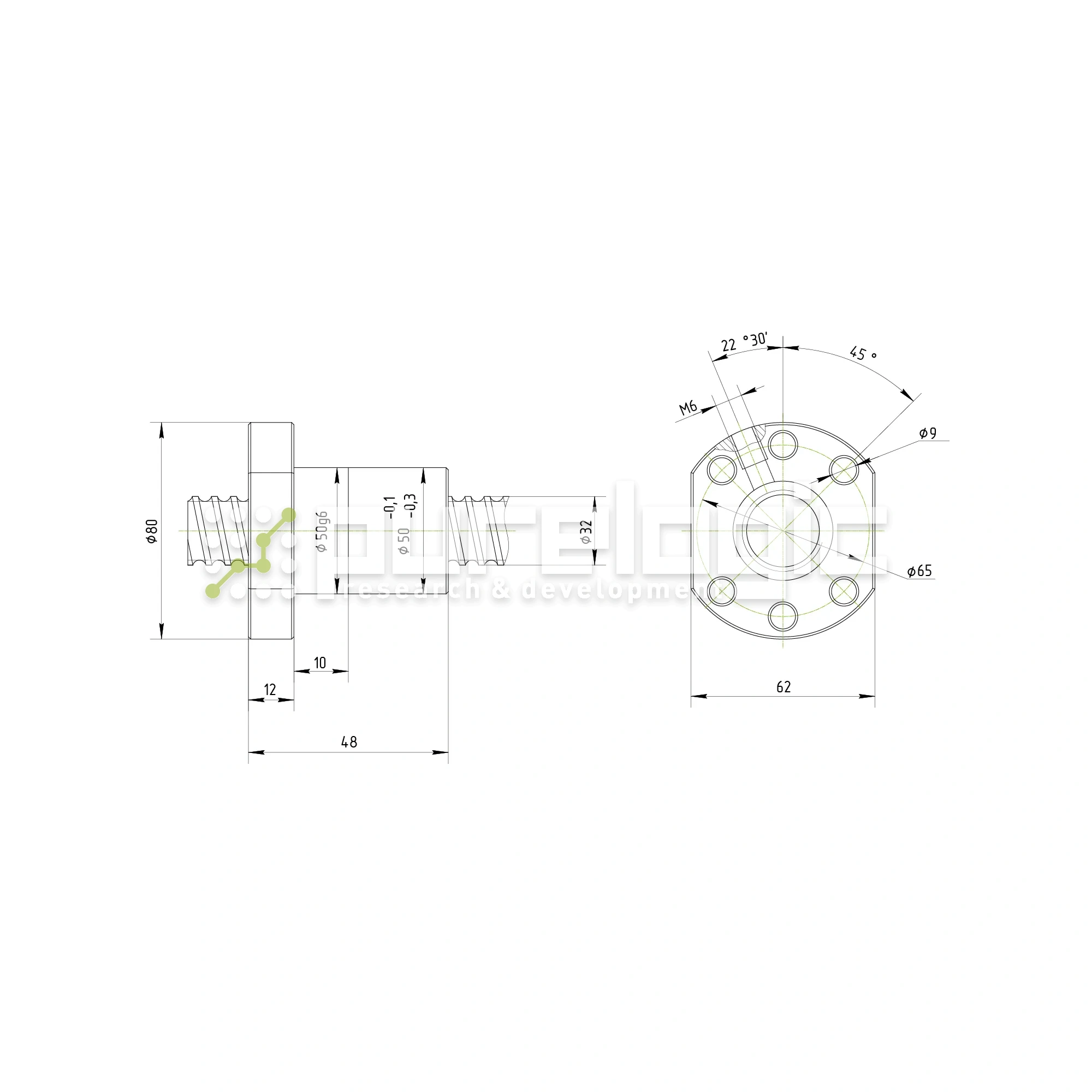 Гайка ШВП Hiwin R32-5K6-FSCNW (BD=3.175) 21 041 Гайка ШВП Hiwin R32-5K6-FSCNW (BD=3.175) фото