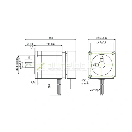 Двигатель шаговый с тормозом PL57H110-D8B фото