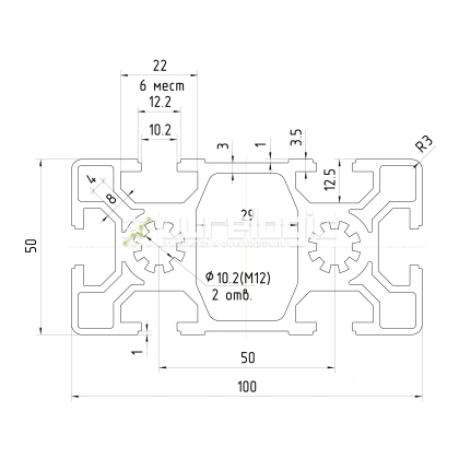 Профиль алюминиевый HXB50100E-10 фото
