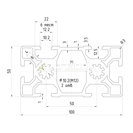 Профиль алюминиевый HXB50100E-10 фото