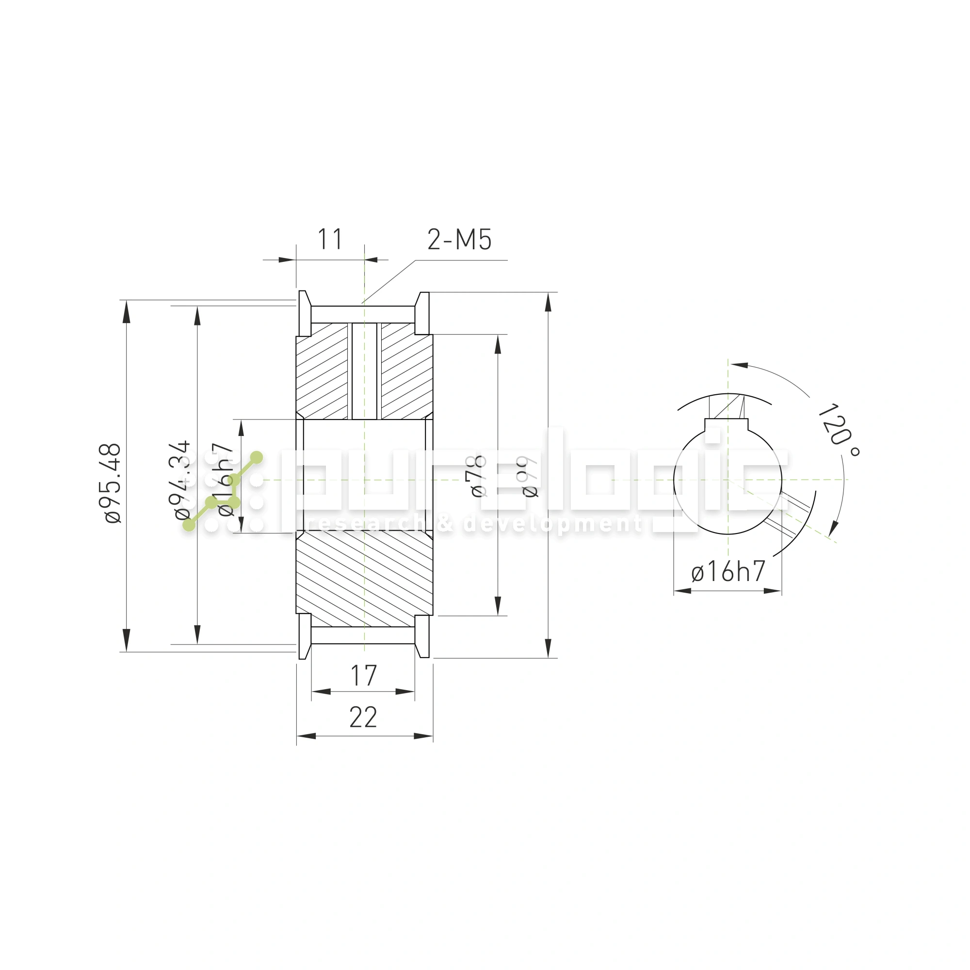 Шкив зубчатый BLA-60-5M-15-A-N16 2 623 Шкив зубчатый BLA-60-5M-15-A-N16 фото