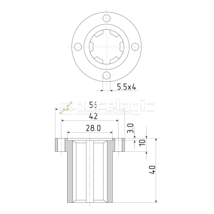 Шлицевая втулка с фланцем SNF-18x22 фото