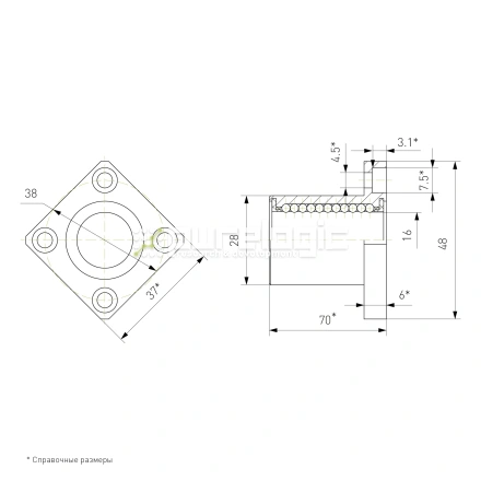 Втулка шариковая с фланцем LMK16L-UU фото