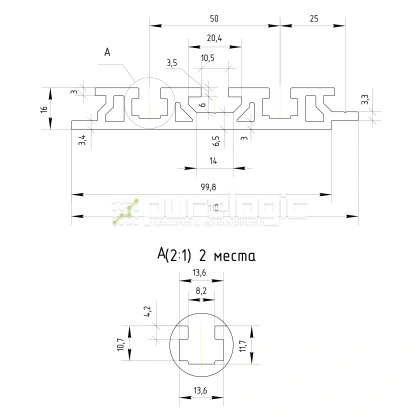 Профиль рабочего стола с пазами ALT-16110 фото