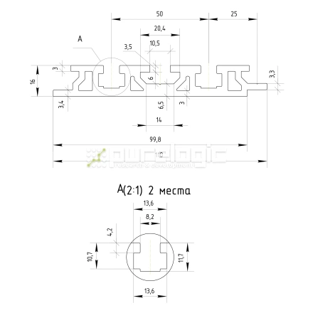 Профиль рабочего стола с пазами ALT-16110 фото