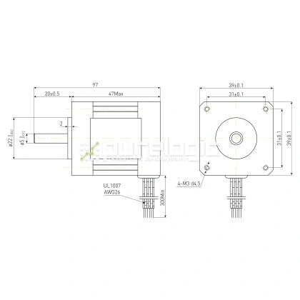 Двигатель шаговый PL39H47-D5 2 201 Двигатель шаговый PL39H47-D5 фото