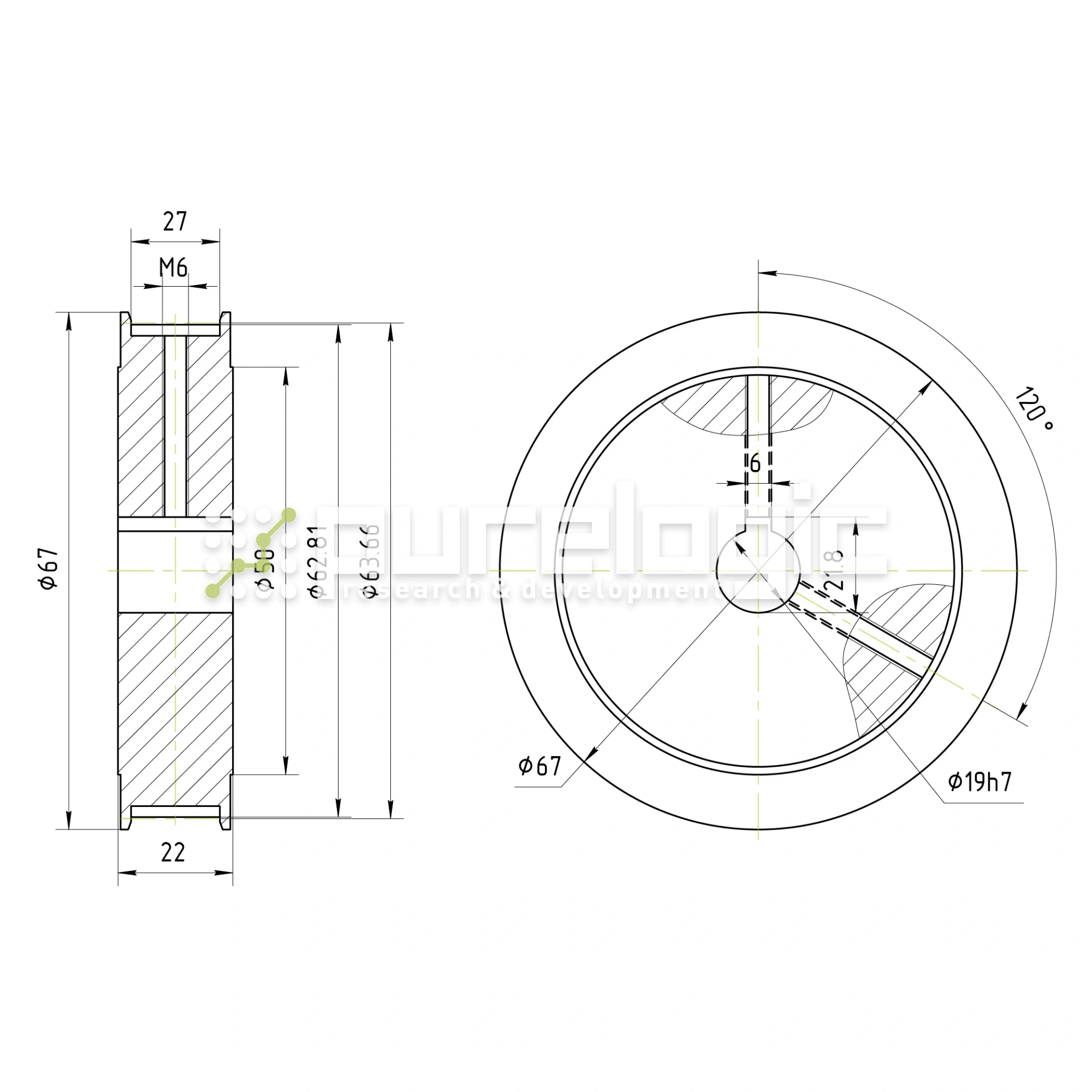 Шкив зубчатый BLA-40-T5-20-A-N19 2 116 Шкив зубчатый BLA-40-T5-20-A-N19 фото
