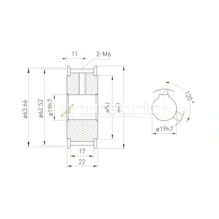 Шкив зубчатый BLA-40-5M-15-A-N19 фото
