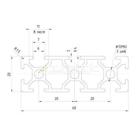 Профиль алюминиевый HXB2060E-6 фото