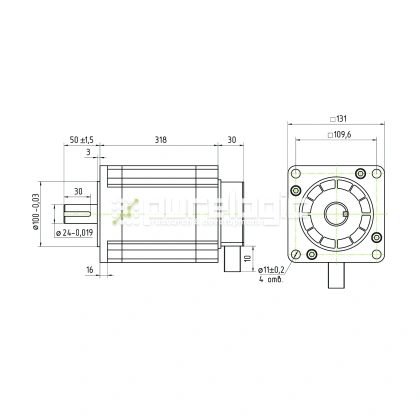 Двигатель шаговый трехфазный 3PL130H318-D24 фото