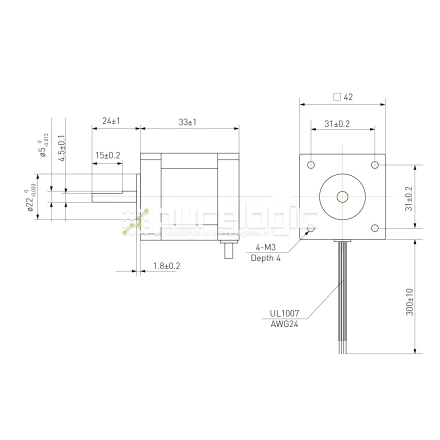 Двигатель шаговый биполярный 42CM02-1A фото