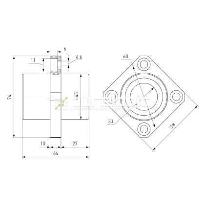 Втулка шариковая с фланцем LMKC30 фото