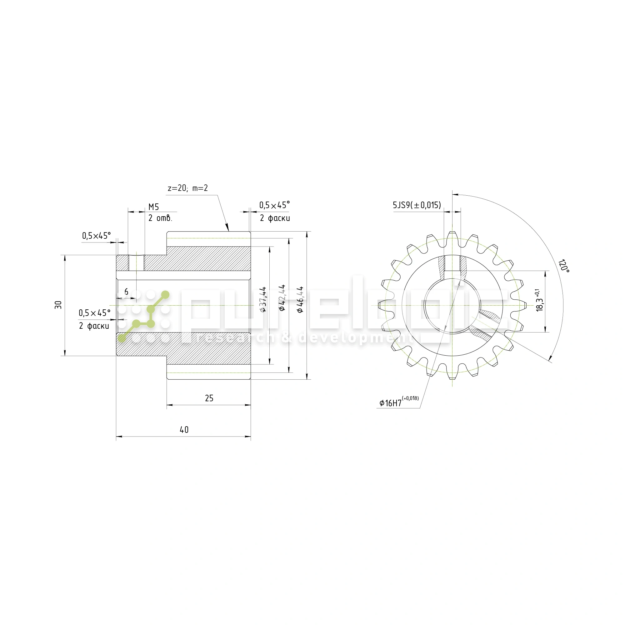 Шестерня косозубая GH2-T20D16 1 225 Шестерня косозубая GH2-T20D16 фото