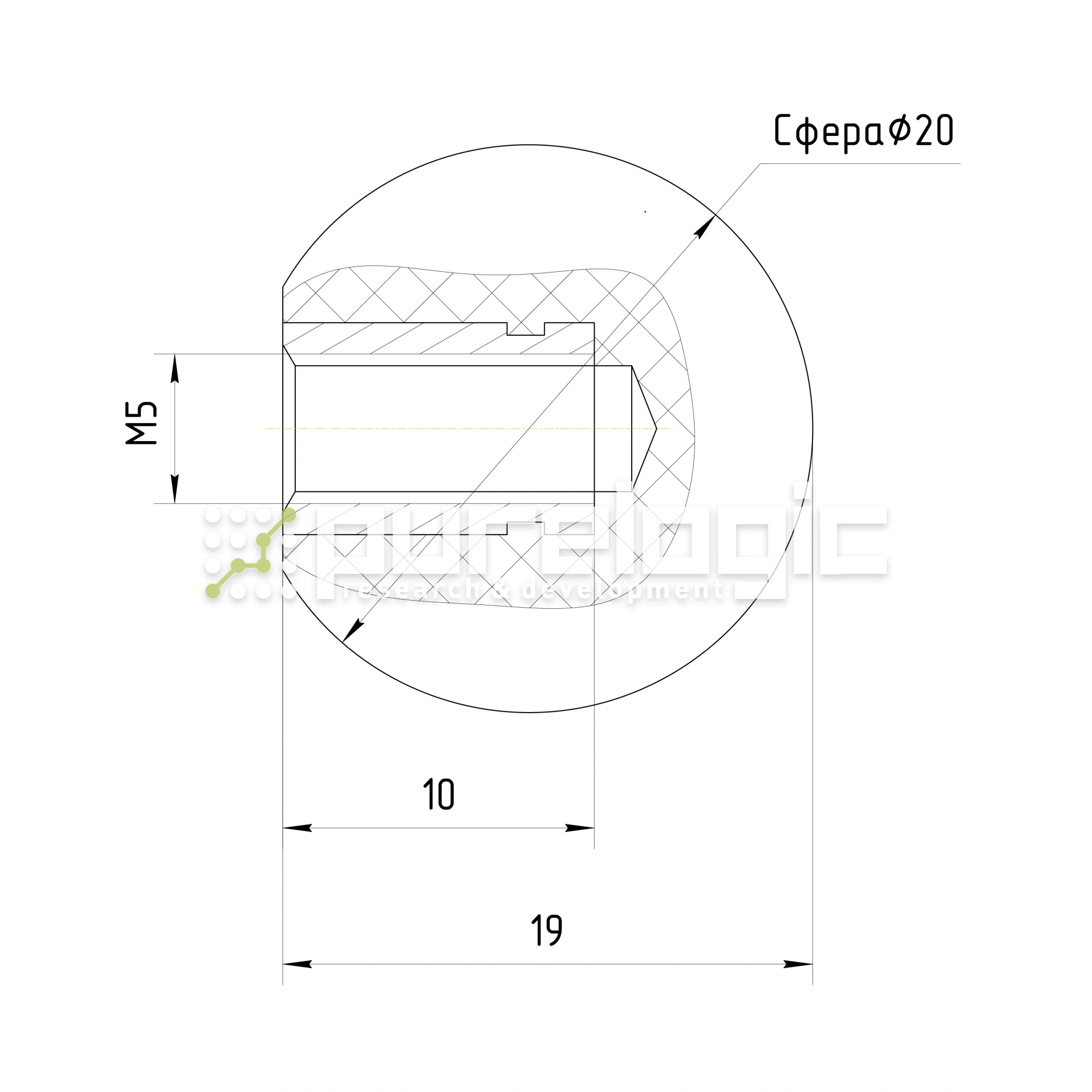 Ручка круглая 100118-20*M5 47 Ручка круглая 100118-20*M5 фото