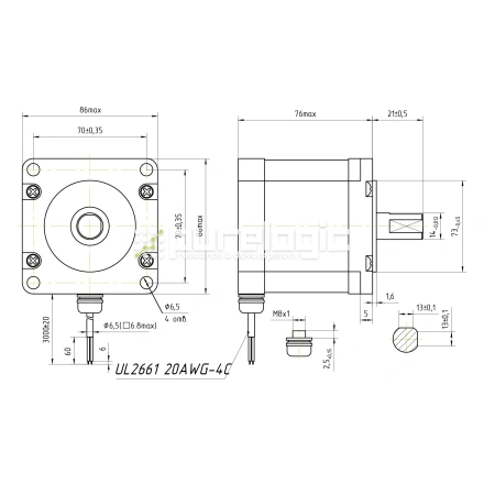 Двигатель шаговый PL86H75-D14-IP64 фото