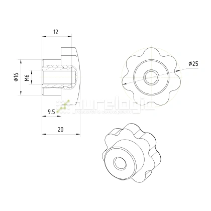 Ручка звездообразная 100209-25*M6 99 Ручка звездообразная 100209-25*M6 фото