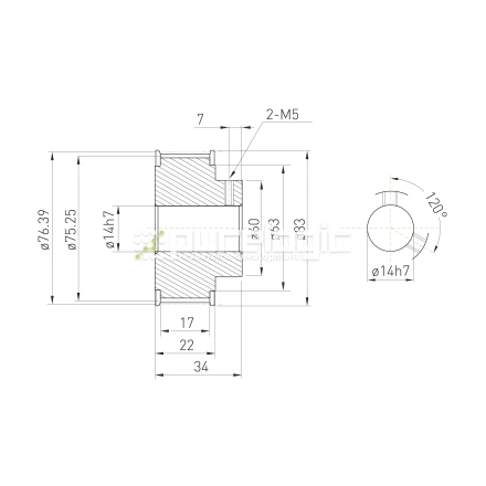 Шкив зубчатый BLA-48-5M-15-B-P14 фото