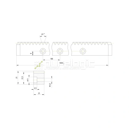 Рейка косозубая RH2.5-2525 фото