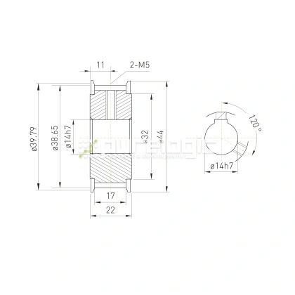 Шкив зубчатый BLA-25-5M-15-A-N14 фото