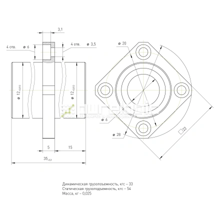 Втулка шариковая с фланцем LMKC6L фото
