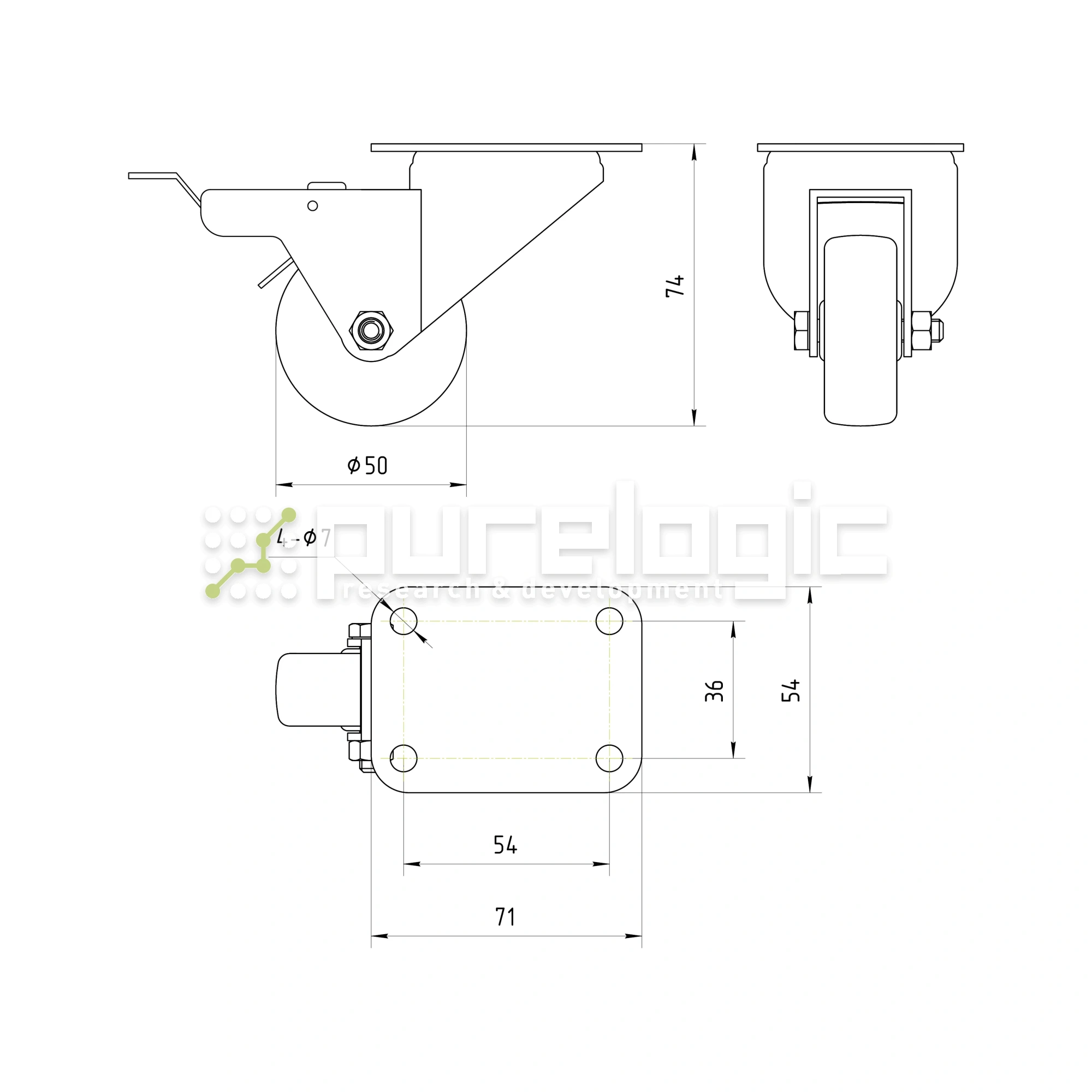 Колесная опора BJLS-50 1 209 Колесная опора BJLS-50 фото