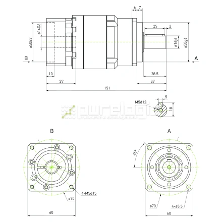 Редуктор планетарный прецизионный 60VRB15K-S16-P0 фото