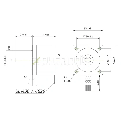 Двигатель шаговый FL57STH115-2804B 6 697 Двигатель шаговый FL57STH115-2804B фото