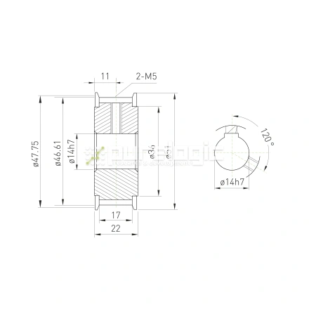 Шкив зубчатый BLA-30-5M-15-A-N14 фото