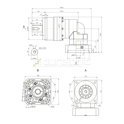 Редуктор планетарный прецизионный угловой 115EVB20K-S32-P0 фото