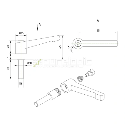 Рычаг зажимной 100114-50*M6*20 506 Рычаг зажимной 100114-50*M6*20 фото