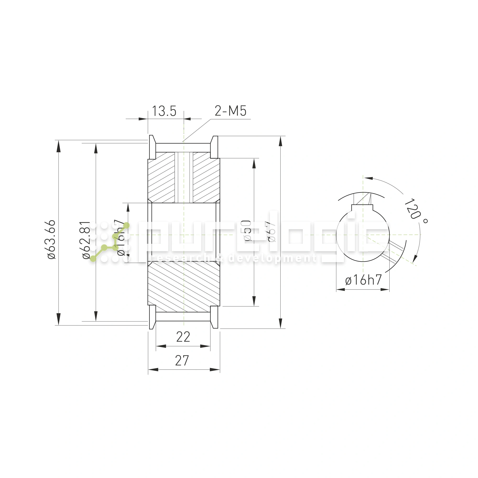 Шкив зубчатый BLA-40-T5-20-A-N16 1 624 Шкив зубчатый BLA-40-T5-20-A-N16 фото