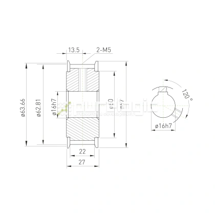 Шкив зубчатый BLA-40-T5-20-A-N16 1 624 Шкив зубчатый BLA-40-T5-20-A-N16 фото