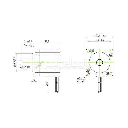 Двигатель шаговый трехфазный 3PL57H56-D8 фото