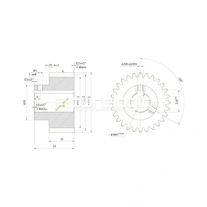 Шестерня косозубая GH2-T28D19 фото