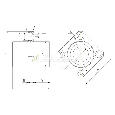 Втулка шариковая с фланцем LMKC60 фото
