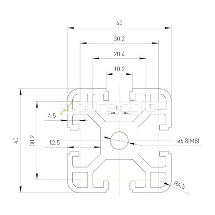 Профиль алюминиевый HXB4040E-8 фото