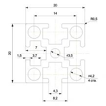 Профиль алюминиевый HXB2020-4