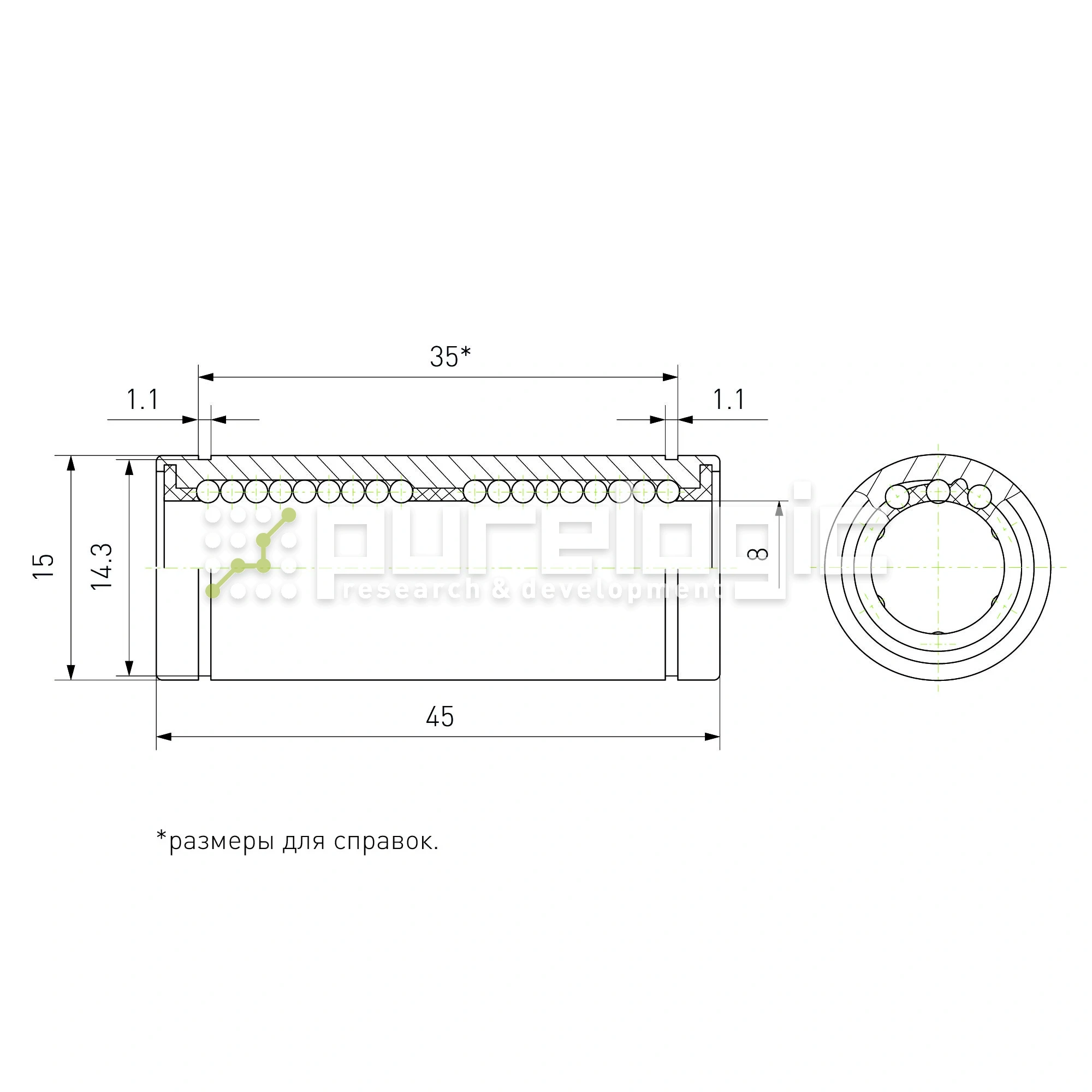 Втулка шариковая LM8L-UU 261 Втулка шариковая LM8L-UU фото
