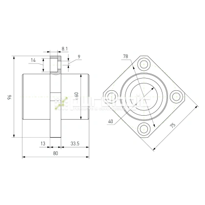 Втулка шариковая с фланцем LMKC40 фото