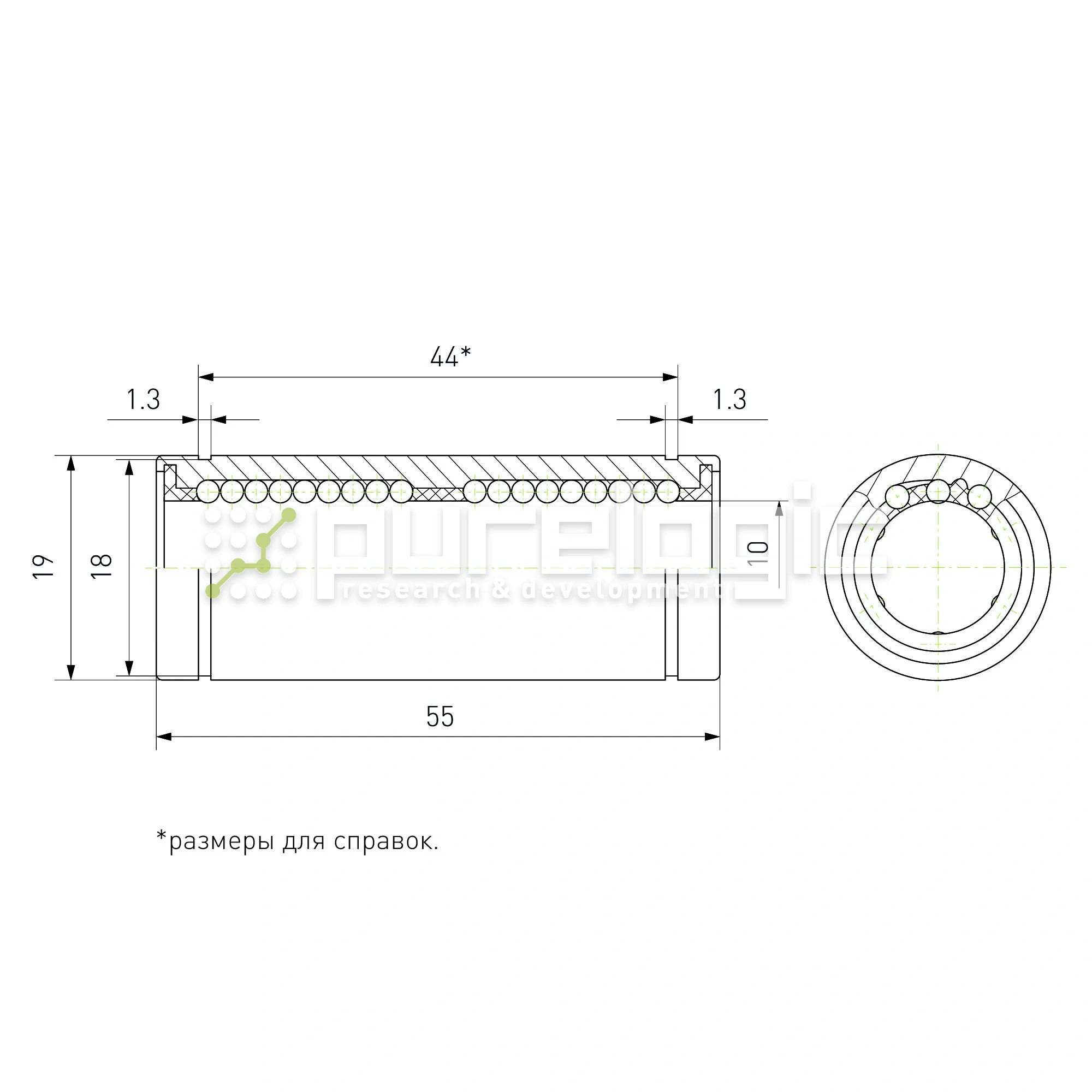 Втулка шариковая LM10L-UU 324 Втулка шариковая LM10L-UU фото