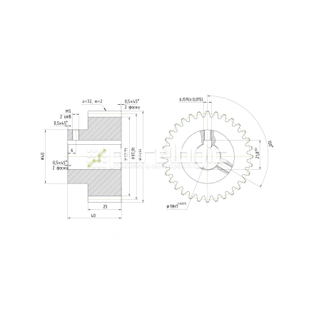 Шестерня косозубая GH2-T32D19 фото