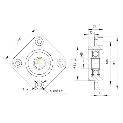 Опора ШВП подшипниковая FF25-C5 фото