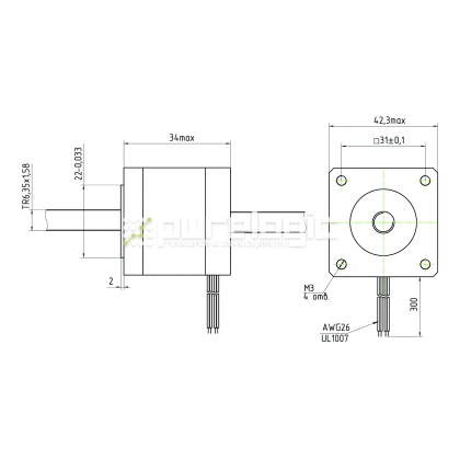 Двигатель шаговый с вал-гайкой 17HS3410-6.35x1.58 4 483 Двигатель шаговый с вал-гайкой 17HS3410-6.35x1.58 фото