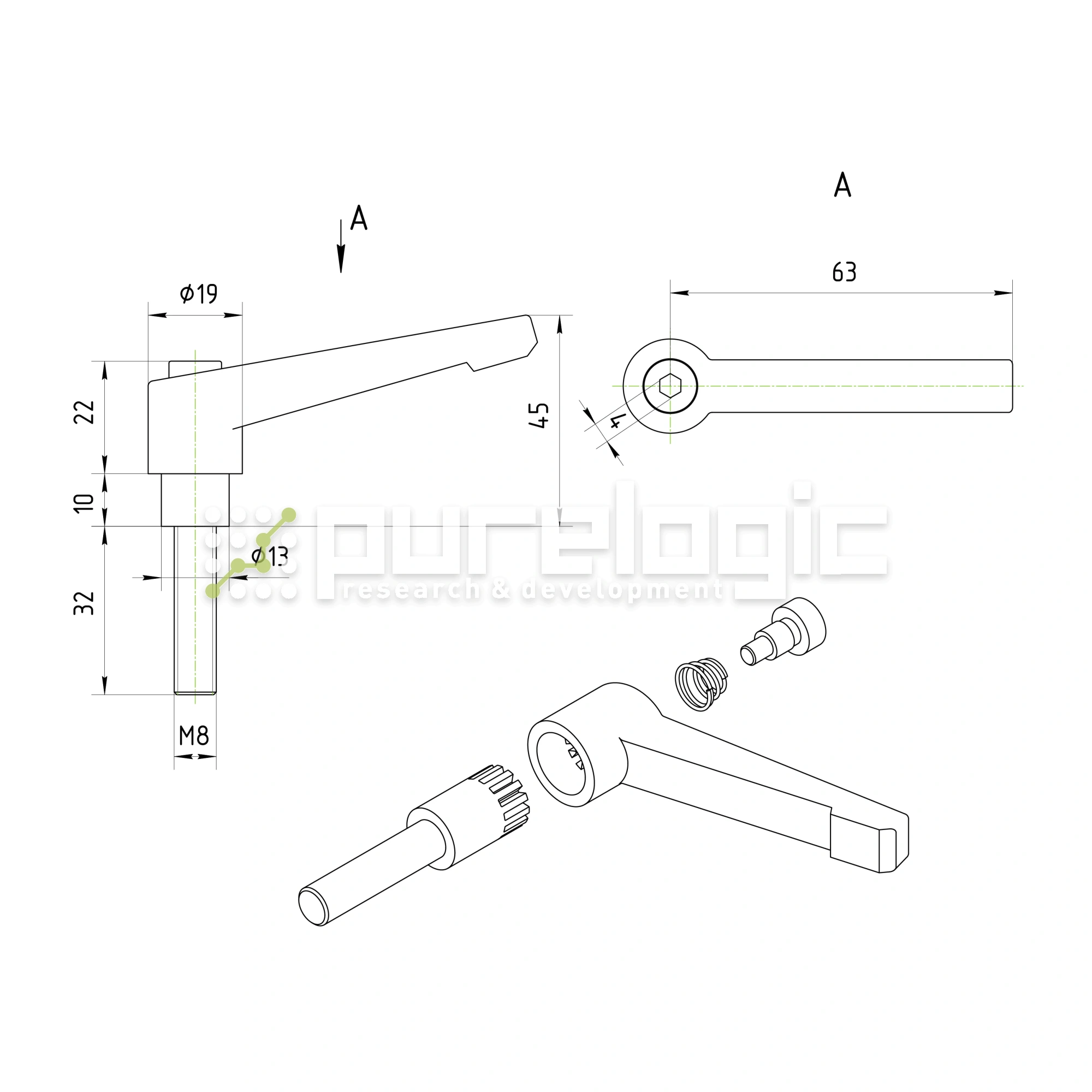 Рычаг зажимной 100114-63*M8*32 679 Рычаг зажимной 100114-63*M8*32 фото