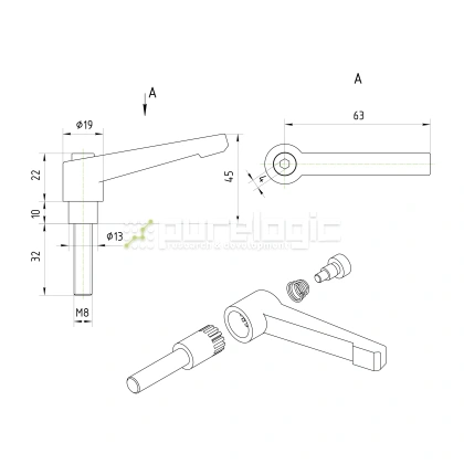 Рычаг зажимной 100114-63*M8*32 679 Рычаг зажимной 100114-63*M8*32 фото