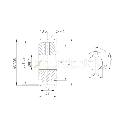 Шкив зубчатый BLA-60-3M-15-A-N8 фото