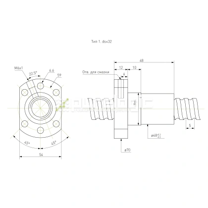 Гайка ШВП Hiwin R32-5K6-FSC (BD=3.175) фото