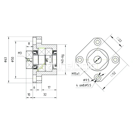 Опора ШВП подшипниковая FK15-C5 фото