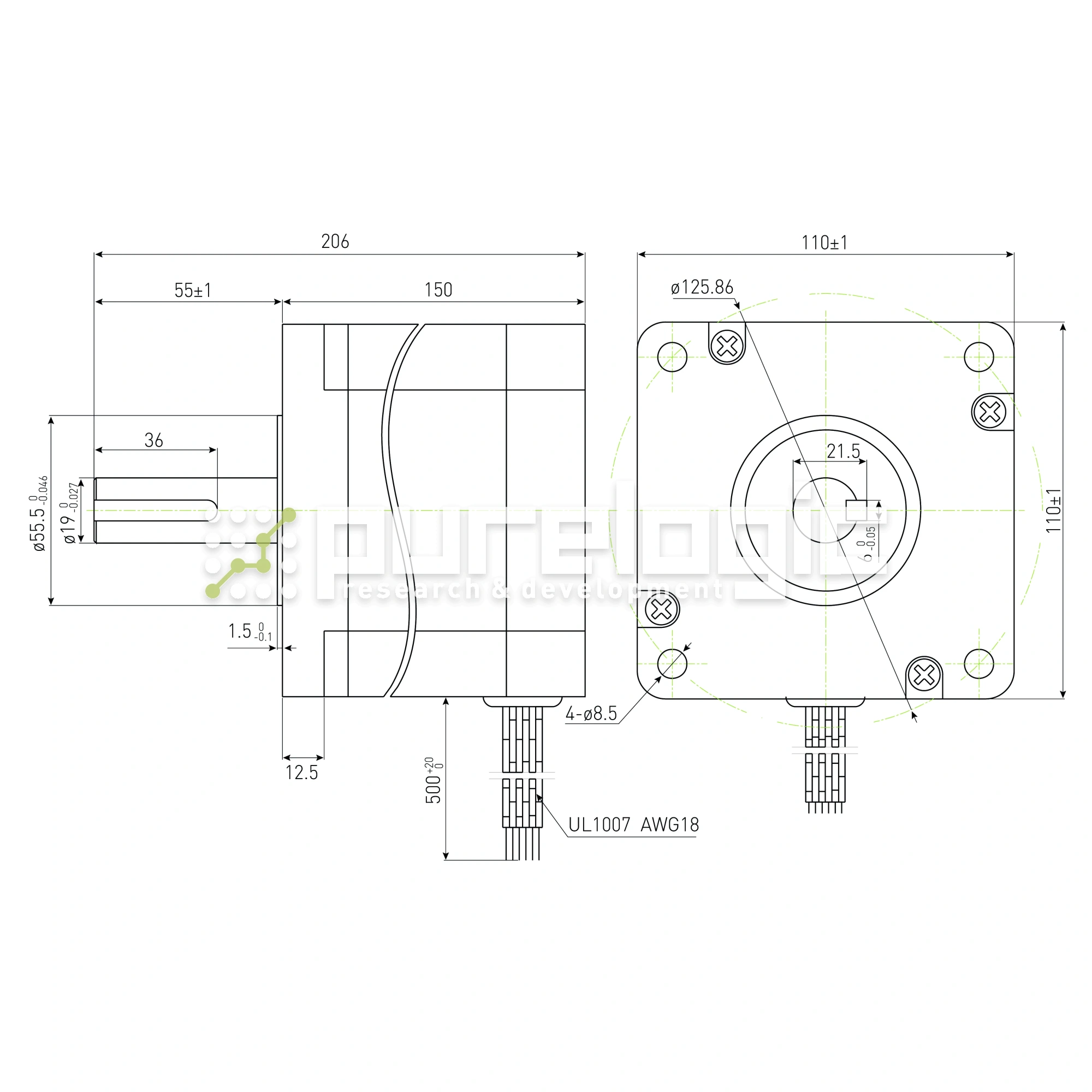 Двигатель шаговый PL110H150-D19 31 610 Двигатель шаговый PL110H150-D19 фото