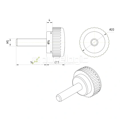 Ручка с рифлением 100213-20*M5*15 126 Ручка с рифлением 100213-20*M5*15 фото